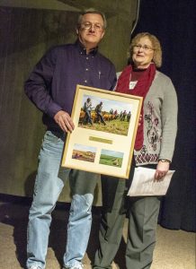 Doug Alert and Margaret Smith with pfi sustainable agriculture achievement award