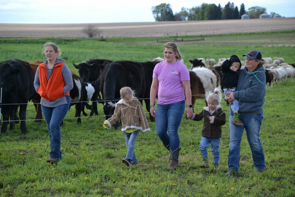 The Alexander family, of Remsen, lead the northwest grazing group. They graze cattle and sheep in one herd and move them daily