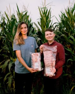 Anna Hankins and Shae Pesek with their packaged meat