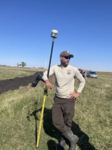 Darrick Weissenfluh of the US Fish and Wildlife is overseeing oxbow development on Linda Evans cattle farm in Greene County, IA