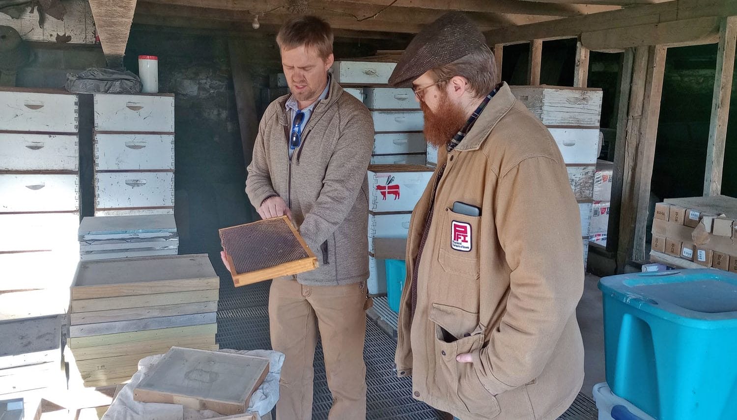 Nathan show the author his apiary equipment