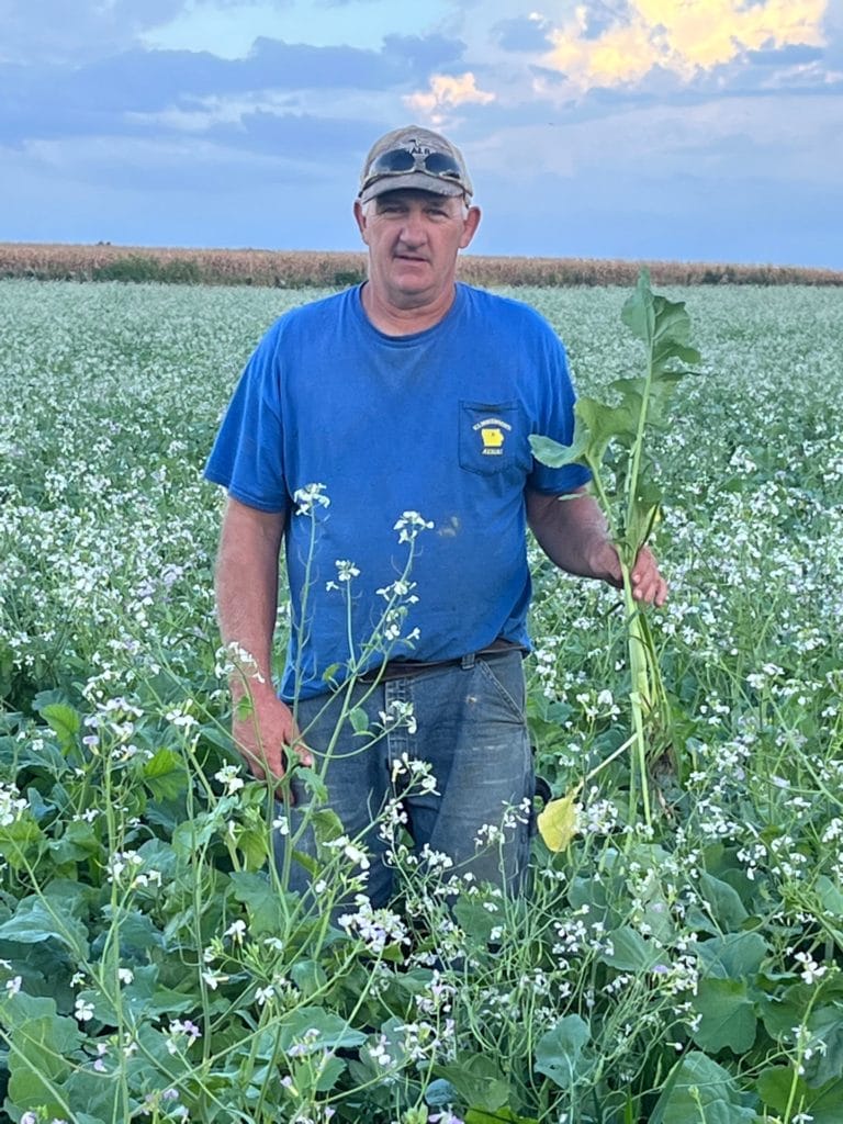 Dan Dietz in cover cropped field (close)