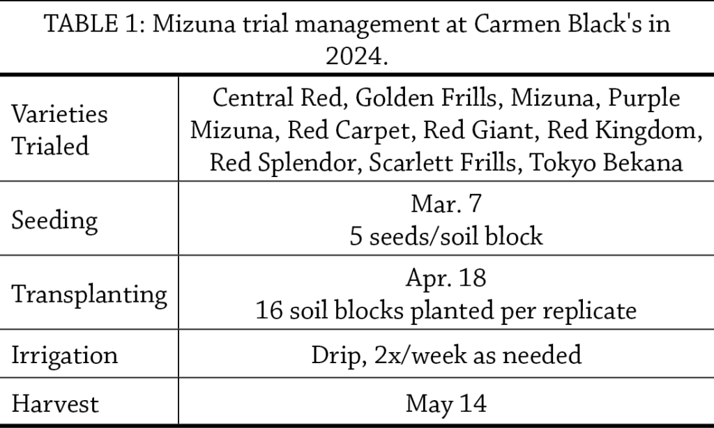 Mizuna table1