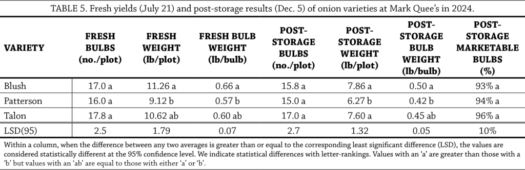 Onion table 5