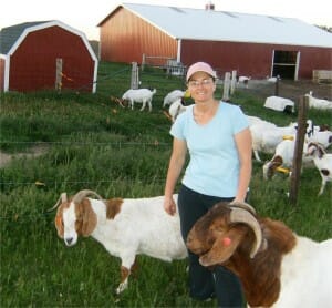 Cheryl Hopkins and some of her Boer goats