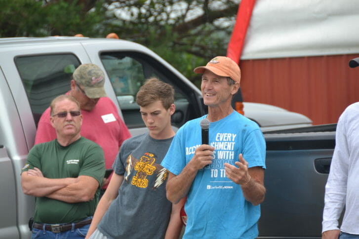 George Schaefer welcoming attendees to the farm he and his brother, Steve, run.