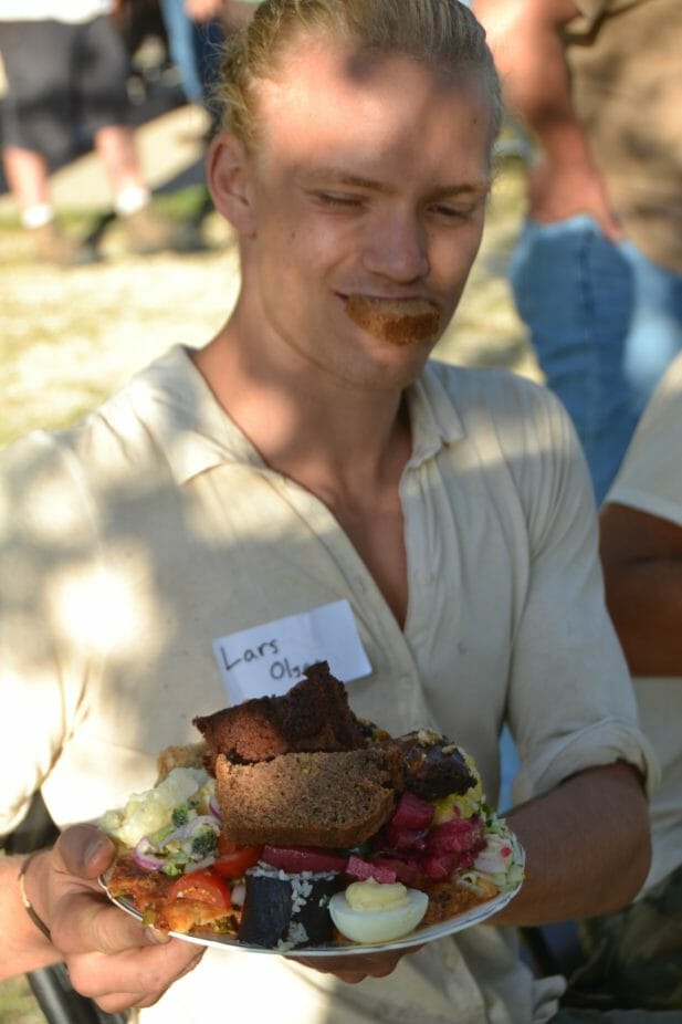 Lars, from Hoch Orchard, enjoys the potluck.