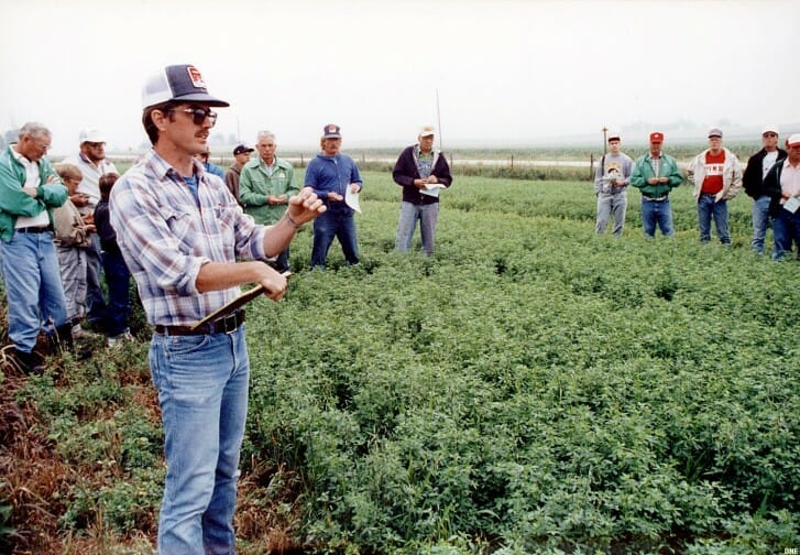 Dave Lubben speaks at a Practical Farmers field day in the mid-1990s.