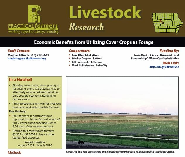 Economic Benefits from Utilizing Cover Crops as Forage